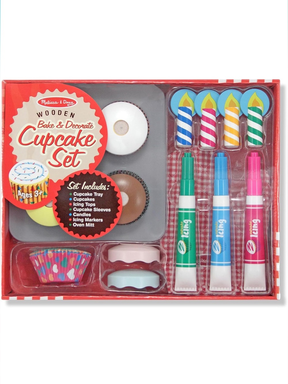 Melissa & Doug Bake & Decorate Wooden Cupcakes Play Food Set